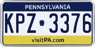 PA license plate KPZ3376