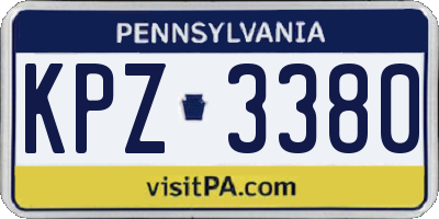 PA license plate KPZ3380