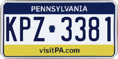 PA license plate KPZ3381