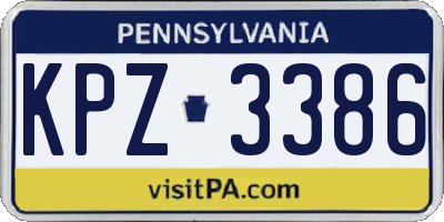PA license plate KPZ3386