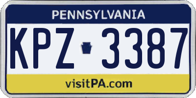 PA license plate KPZ3387