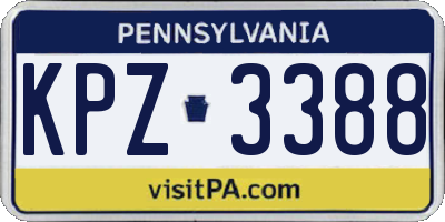 PA license plate KPZ3388