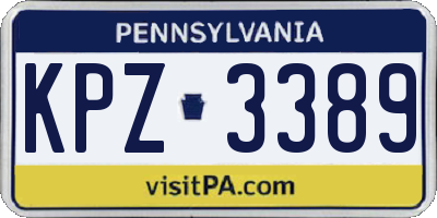 PA license plate KPZ3389