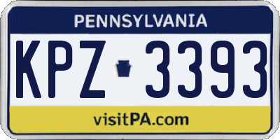 PA license plate KPZ3393