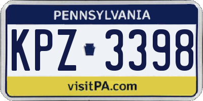 PA license plate KPZ3398