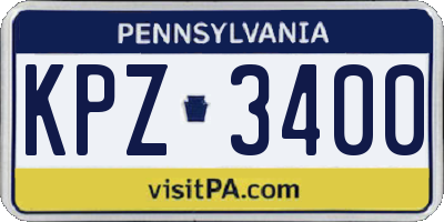 PA license plate KPZ3400