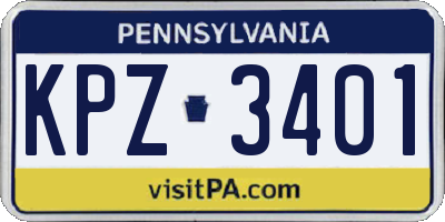 PA license plate KPZ3401
