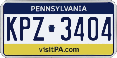 PA license plate KPZ3404