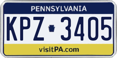 PA license plate KPZ3405