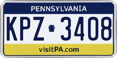 PA license plate KPZ3408