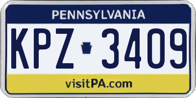 PA license plate KPZ3409