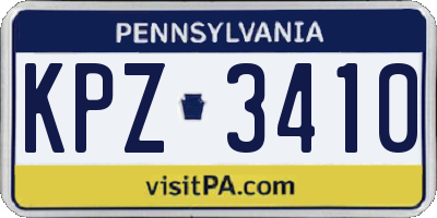 PA license plate KPZ3410