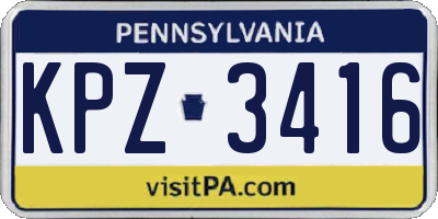 PA license plate KPZ3416
