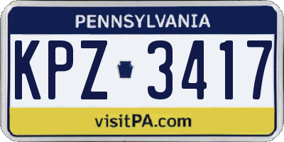 PA license plate KPZ3417