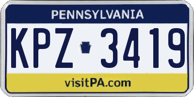 PA license plate KPZ3419