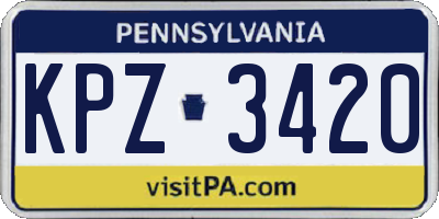 PA license plate KPZ3420