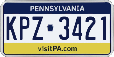 PA license plate KPZ3421