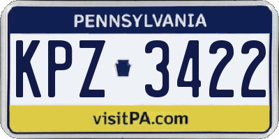 PA license plate KPZ3422