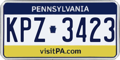 PA license plate KPZ3423