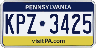 PA license plate KPZ3425