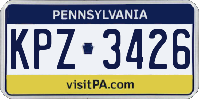 PA license plate KPZ3426
