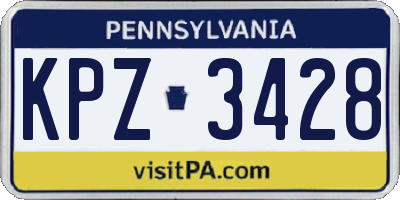 PA license plate KPZ3428