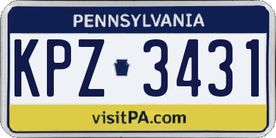 PA license plate KPZ3431