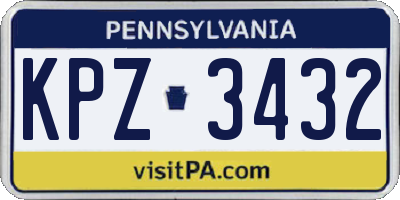 PA license plate KPZ3432