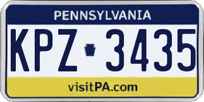 PA license plate KPZ3435