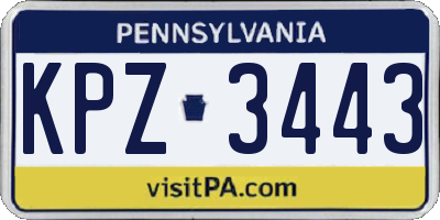 PA license plate KPZ3443