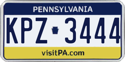 PA license plate KPZ3444