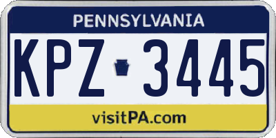 PA license plate KPZ3445