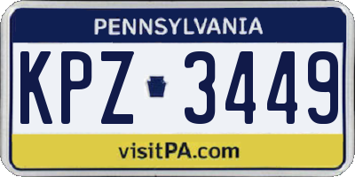 PA license plate KPZ3449