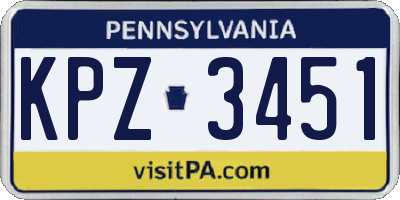 PA license plate KPZ3451