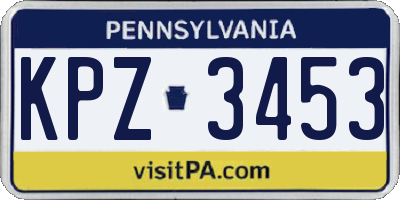 PA license plate KPZ3453