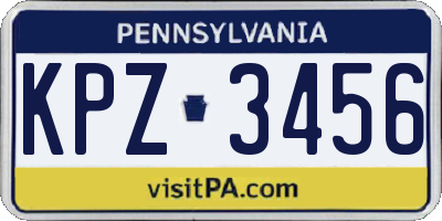 PA license plate KPZ3456