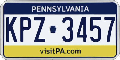 PA license plate KPZ3457