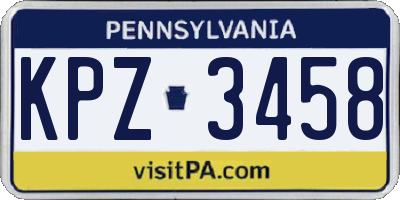 PA license plate KPZ3458