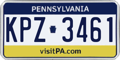 PA license plate KPZ3461