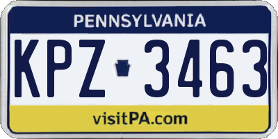 PA license plate KPZ3463