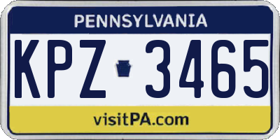 PA license plate KPZ3465