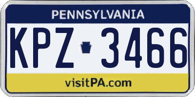 PA license plate KPZ3466
