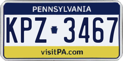 PA license plate KPZ3467