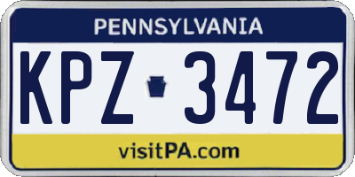 PA license plate KPZ3472