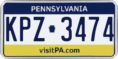 PA license plate KPZ3474