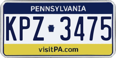 PA license plate KPZ3475