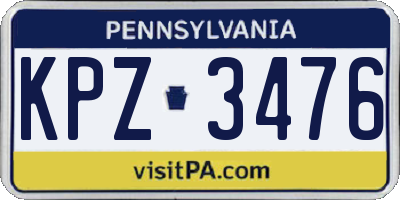 PA license plate KPZ3476