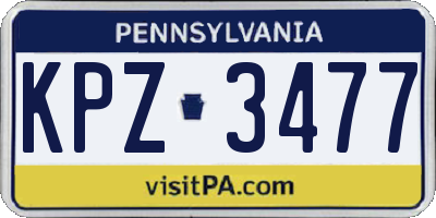PA license plate KPZ3477