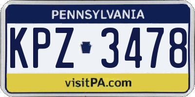 PA license plate KPZ3478