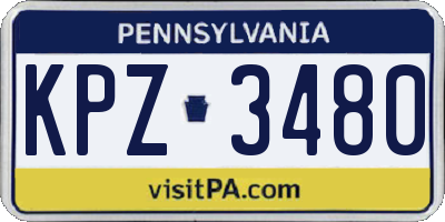 PA license plate KPZ3480